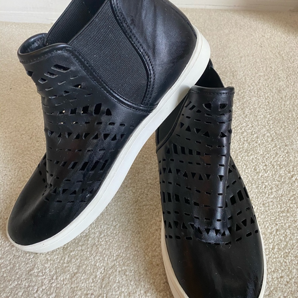 Report Perforated Faux Leather Black White Shoe